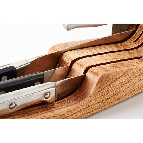 Soporte para Cuchillos de Cocina de Madera de Roble