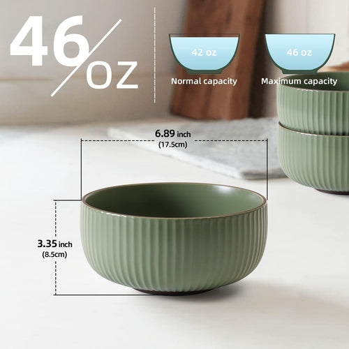 Set de 4 Tazones de Cerámica Multiusos de 46 oz
